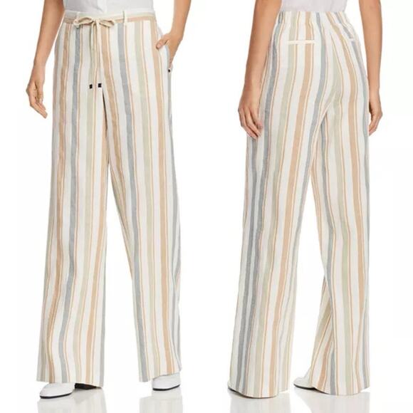 Lafayette 148 New York Columbus Linen Wide Leg Striped Pant Drawstring XS NEW - Picture 4 of 16